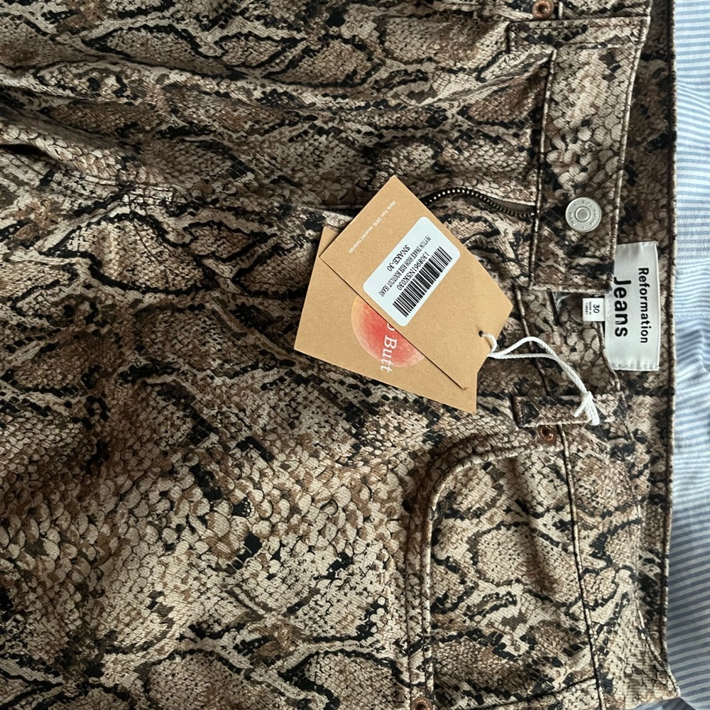 reformation peyton snake high rise bootcut jeans size 30 NWT